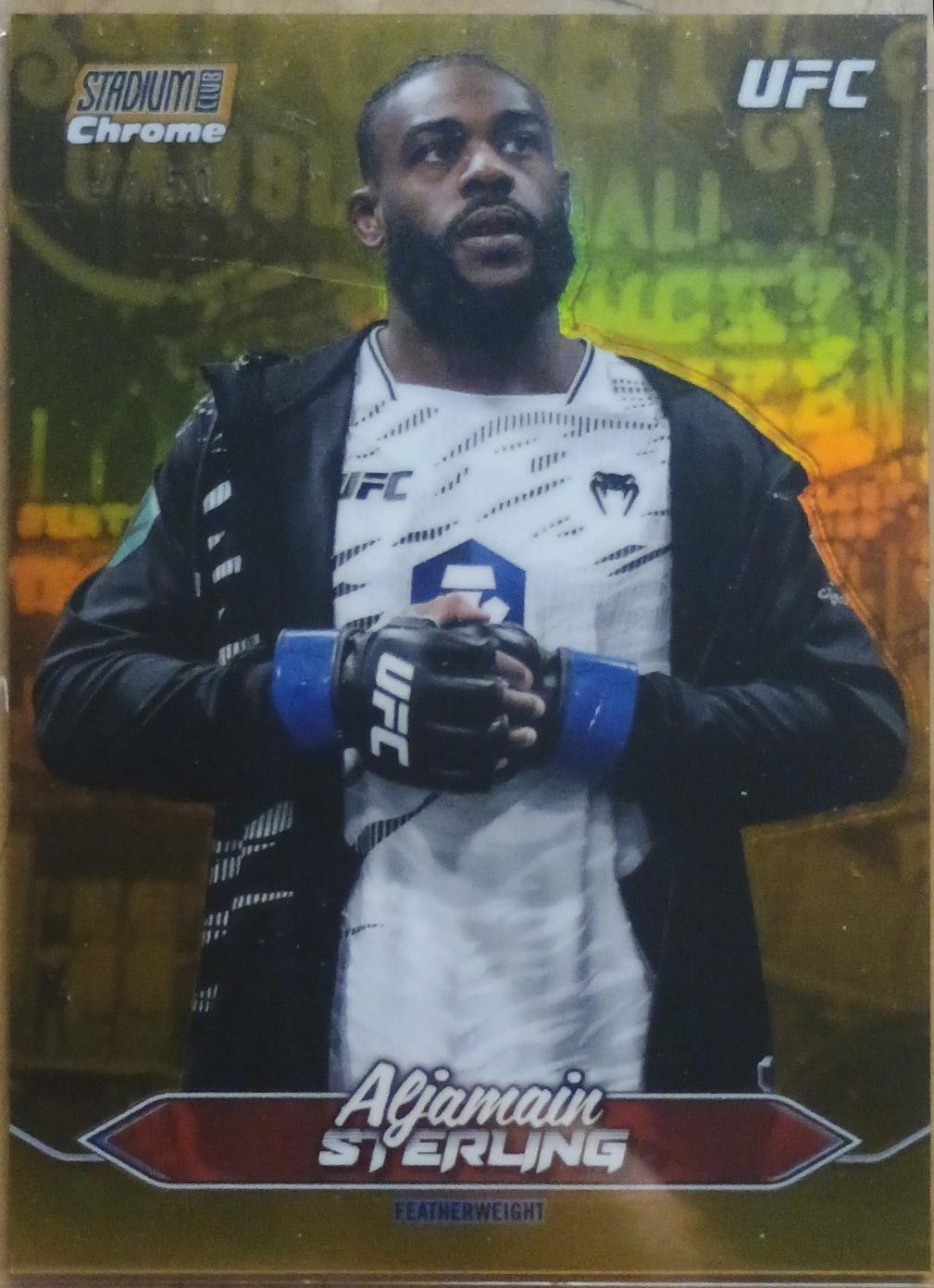 Aljamain Sterling 2025 Topps Stadium Club UFC Base Chrome #C-50 Gold Refractor