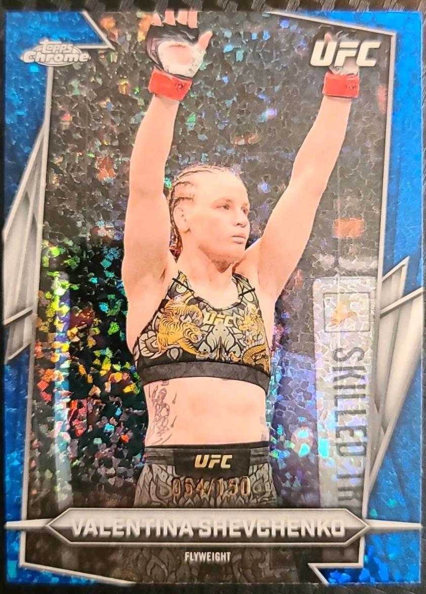 Valentina Shevchenko 2026 Topps Chrome UFC Base #3 Blue Mini Diamonds Refractor