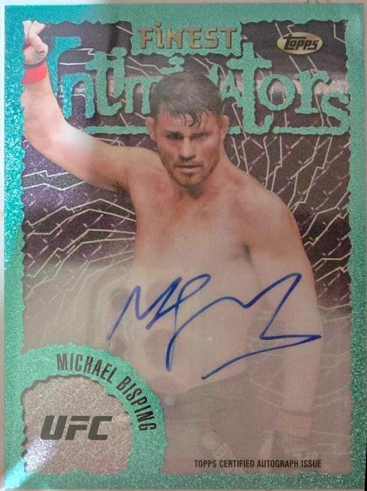 Michael Bisping 2024 Topps Finest UFC Intimidators Autographs #IA-MBG Aqua Glitter Refractor