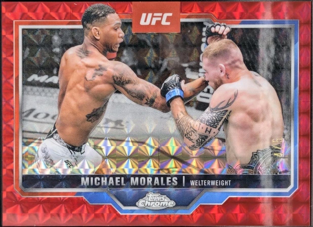 Michael Morales 2025 Topps Chrome UFC Base #127 Red Geometric Refractor