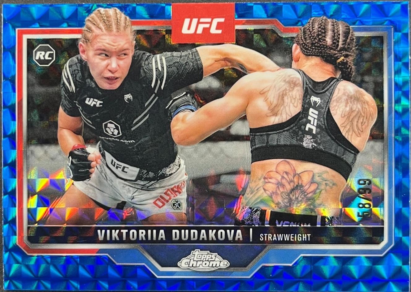 Viktoriia Dudakova 2025 Topps Chrome UFC Base #4 Blue Geometric Refractor