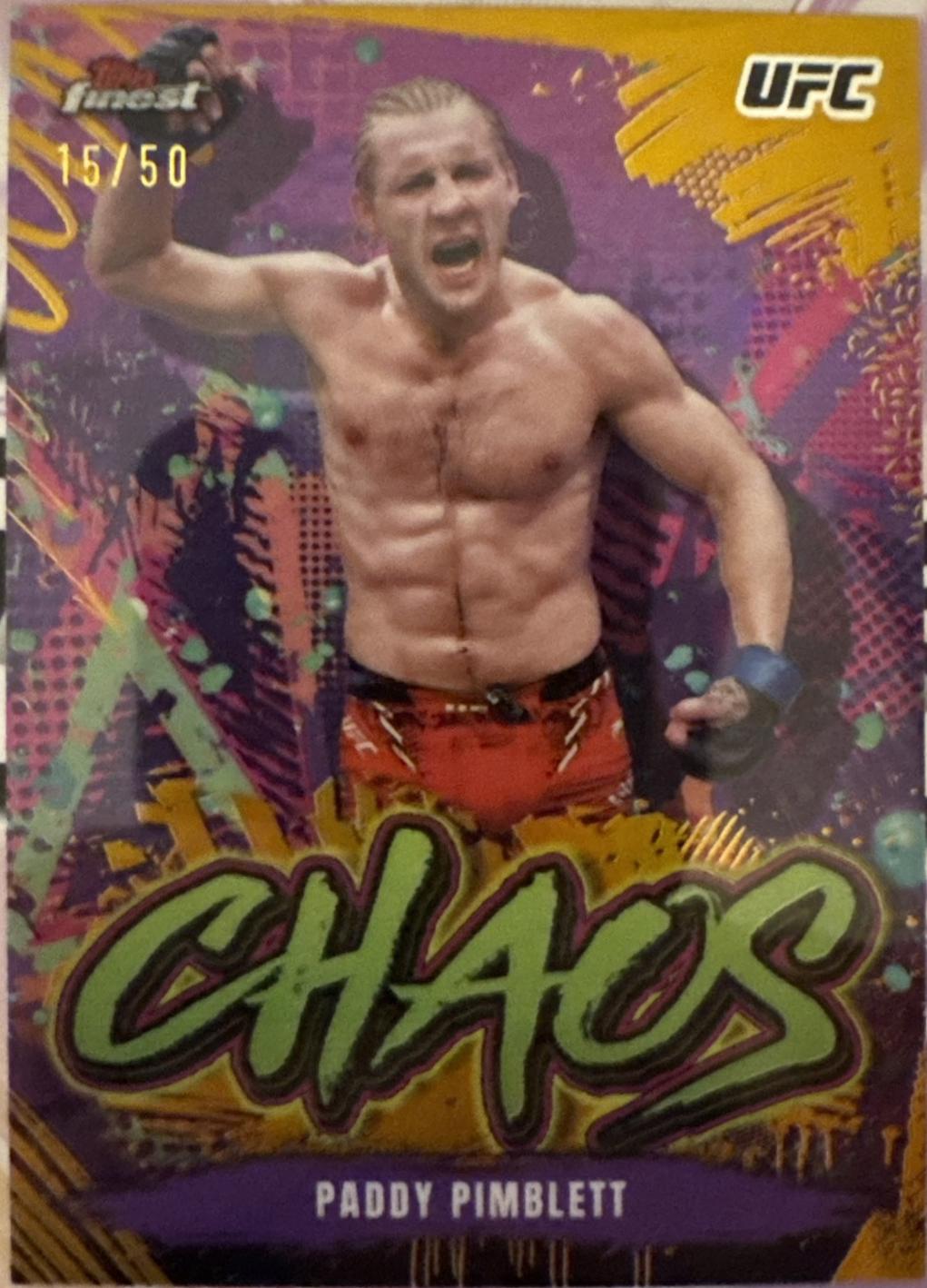 Paddy Pimblett 2024 Topps Finest UFC Chaos #CHA-2 Gold Refractor