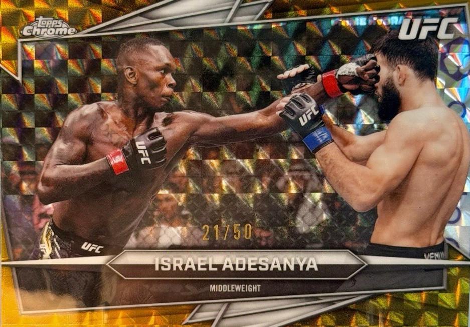 Israel Adesanya 2026 Topps Chrome UFC Base #197 Gold Refractor