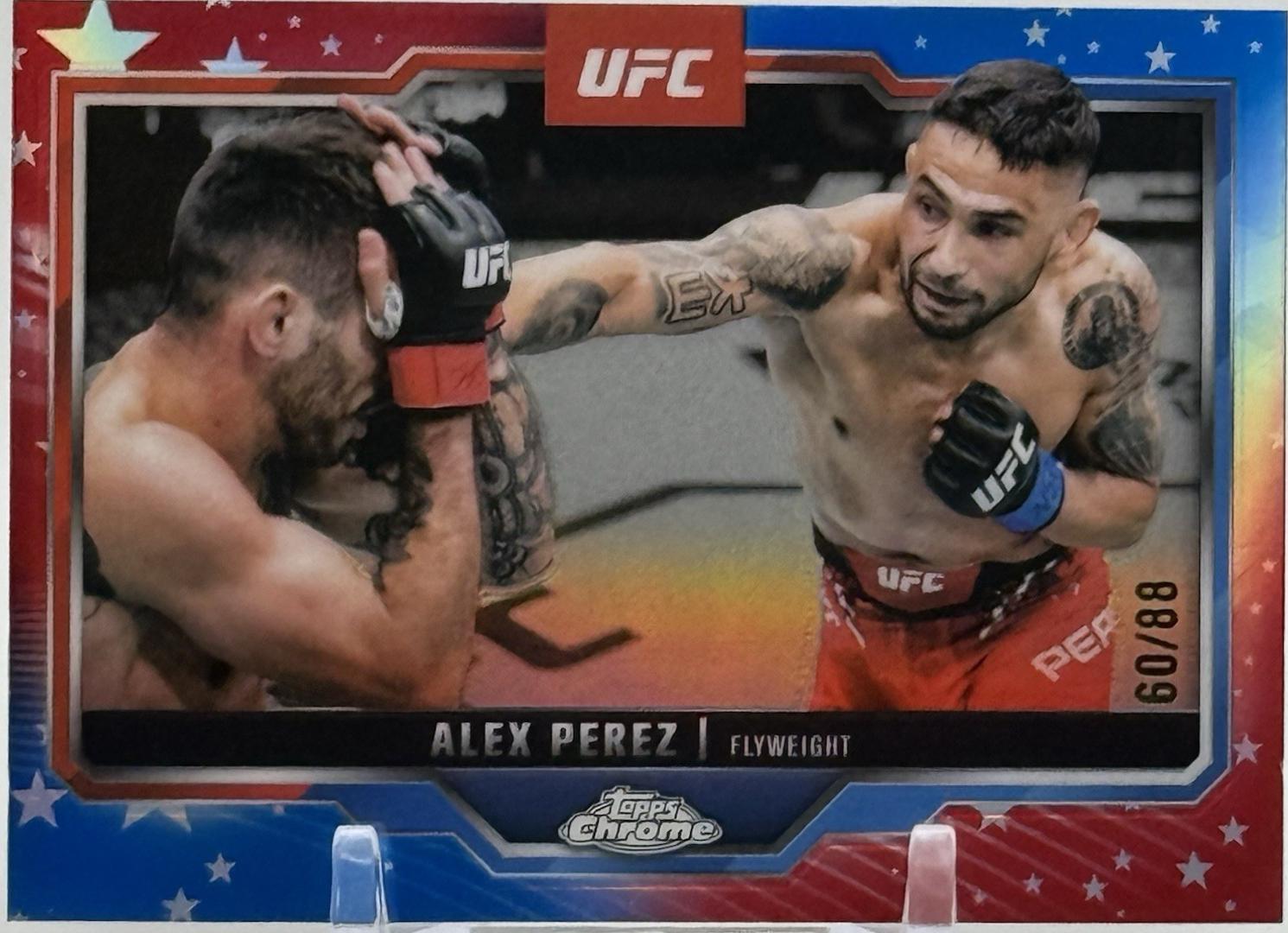 Alex Perez 2025 Topps Chrome UFC Base #60 Red White Blue Refractor