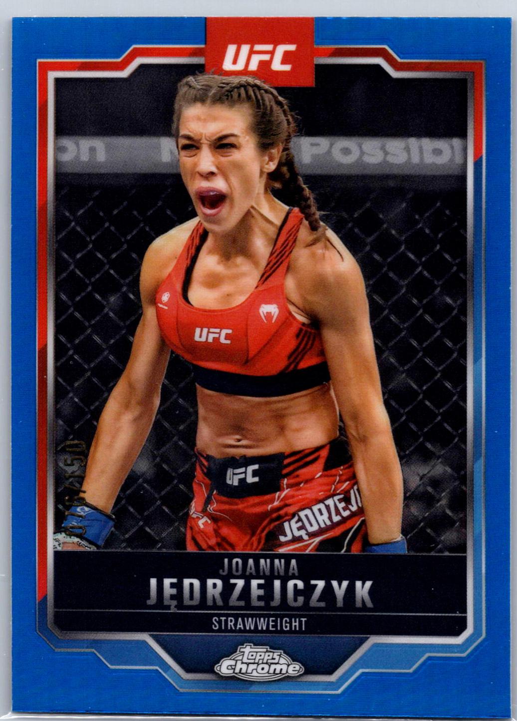 Joanna Jędrzejczyk 2025 Topps Chrome UFC Base #34 Blue Refractor