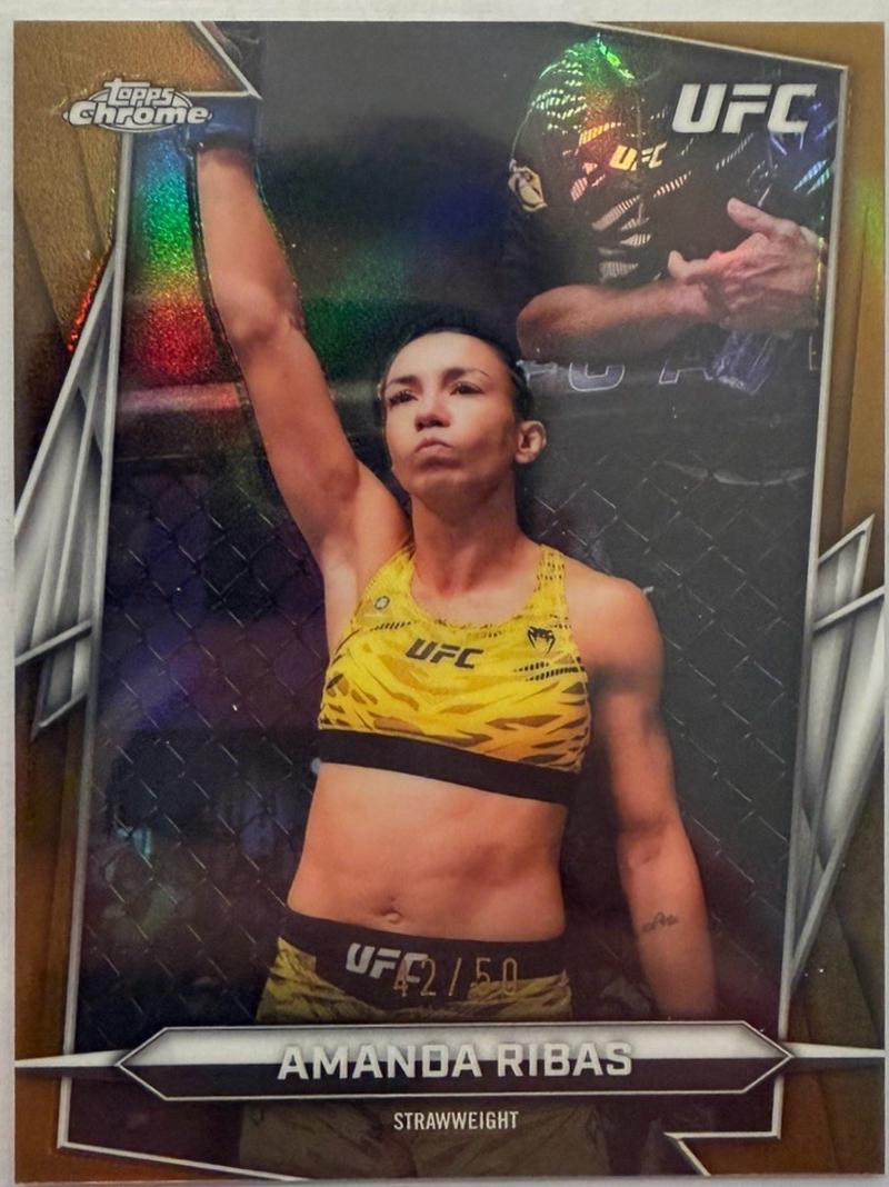 Amanda Ribas 2026 Topps Chrome UFC Base #32 Gold Refractor