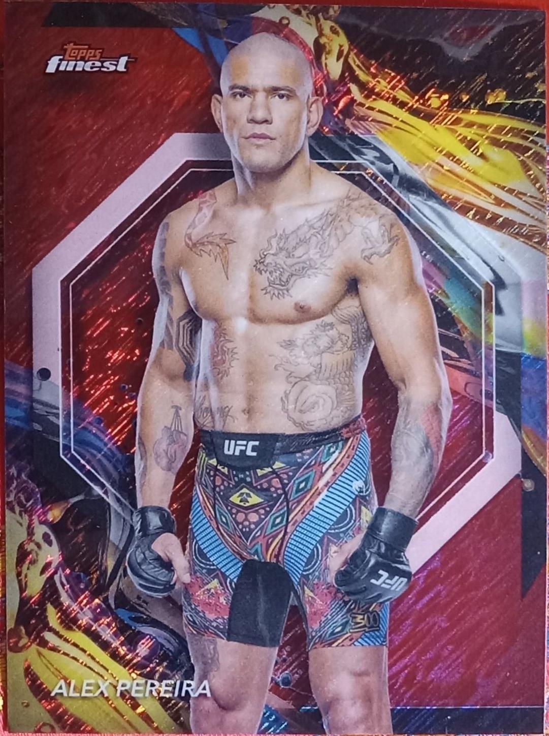 Alex Pereira 2024 Topps Finest UFC Base Uncommon #101 Red Shimmer Refractor