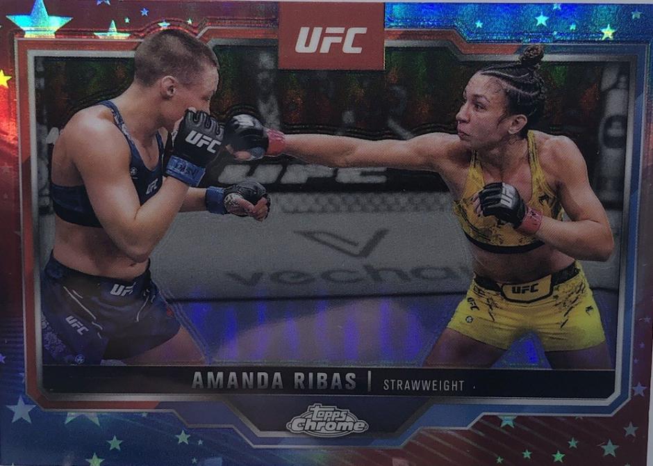 Amanda Ribas 2025 Topps Chrome UFC Base #184 Red & Blue Refractor