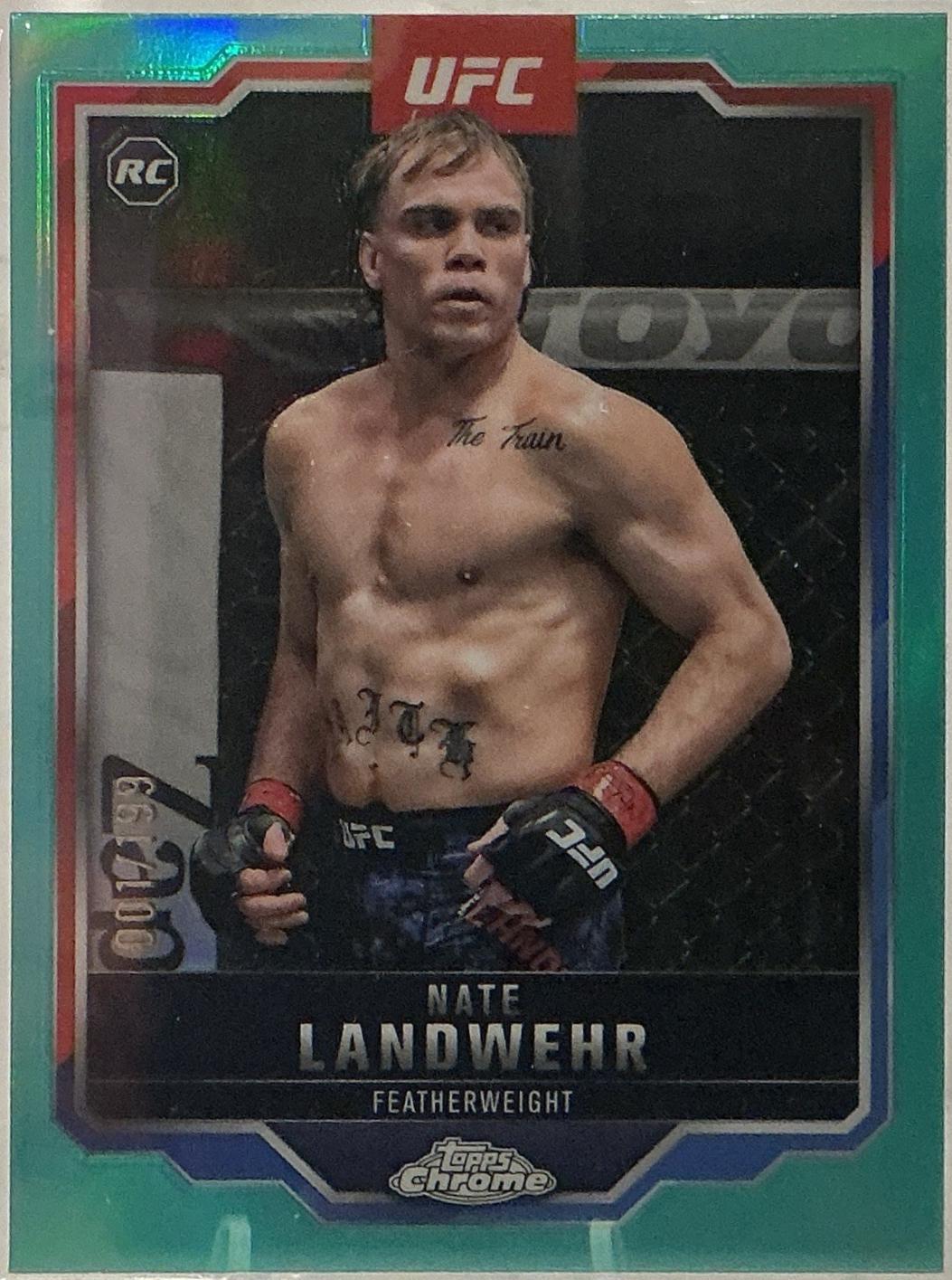 Nate Landwehr 2025 Topps Chrome UFC Base #85 Aqua Refractor