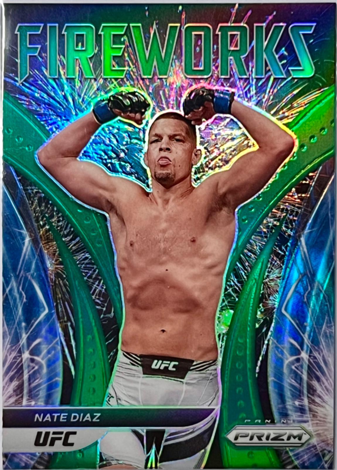 Nate Diaz 2022 Panini Prizm UFC Fireworks #25 Green