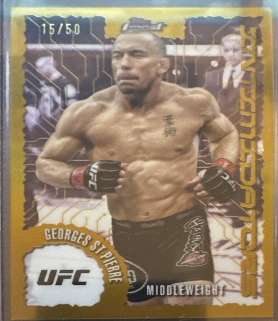 Georges St-Pierre 2025 Topps Finest UFC Intimidators #IT-24 Gold Refractor