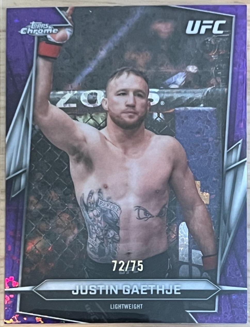 Justin Gaethje 2026 Topps Chrome UFC Base #39 Purple Mini Diamonds Refractor