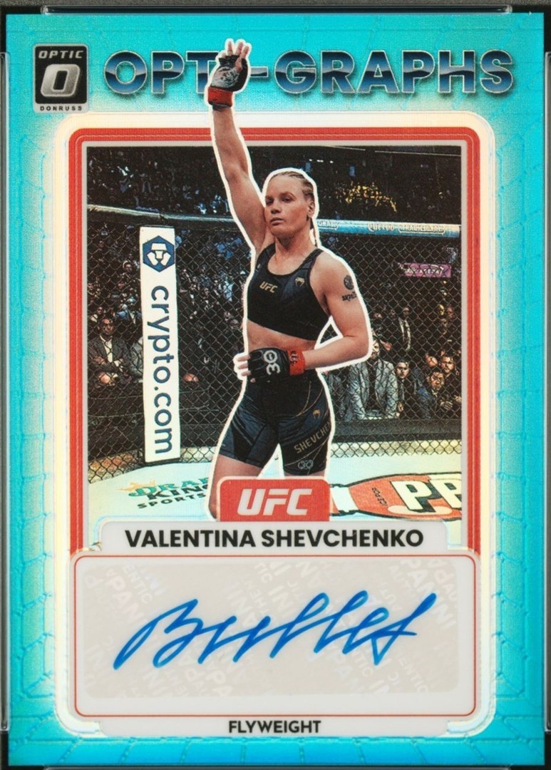 Valentina Shevchenko 2023 Panini Donruss Optic UFC Opti-Graphs #21 Teal Autograph
