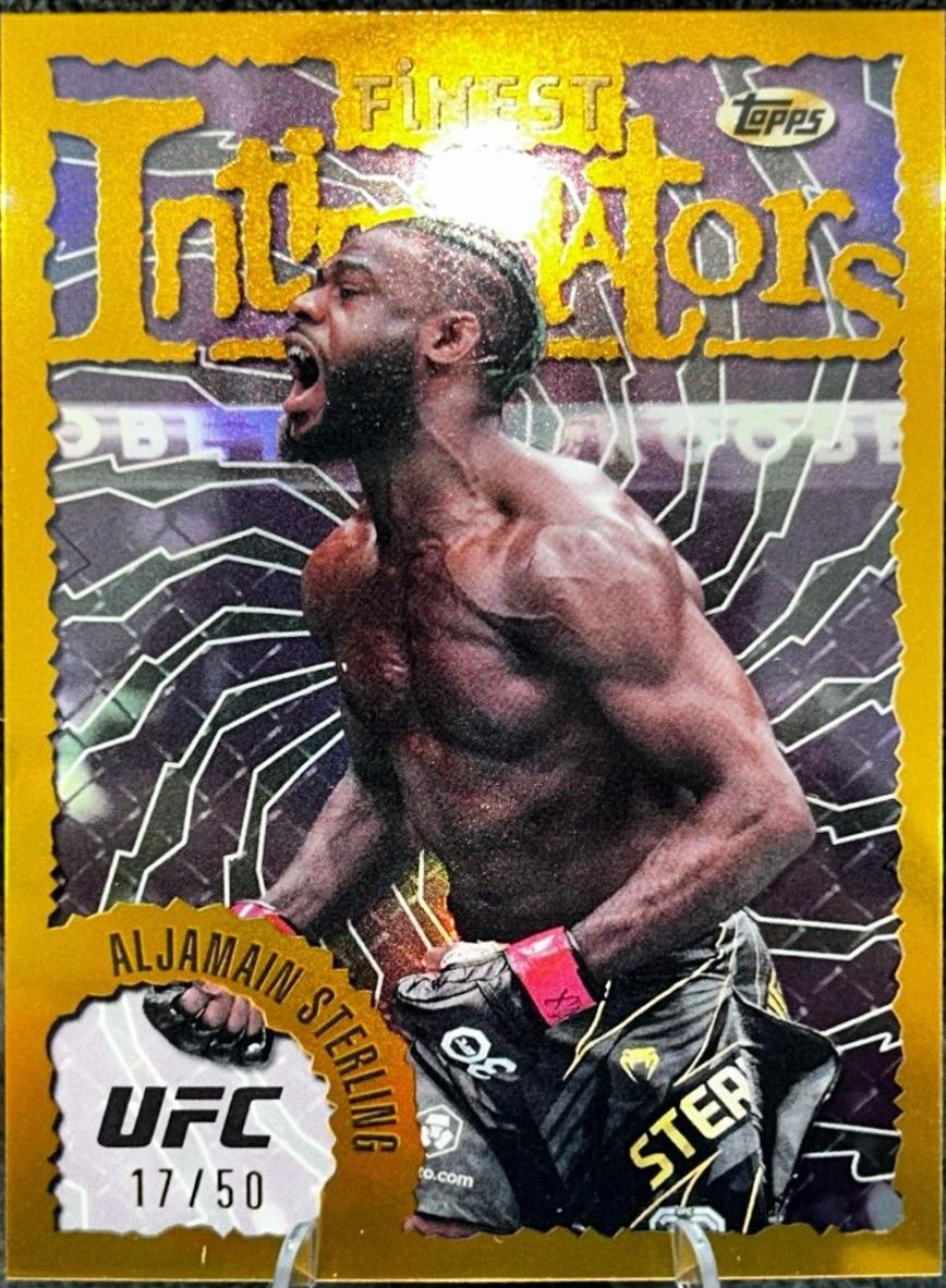 Aljamain Sterling 2024 Topps Finest UFC Intimidators #INT-14 Gold Refractor