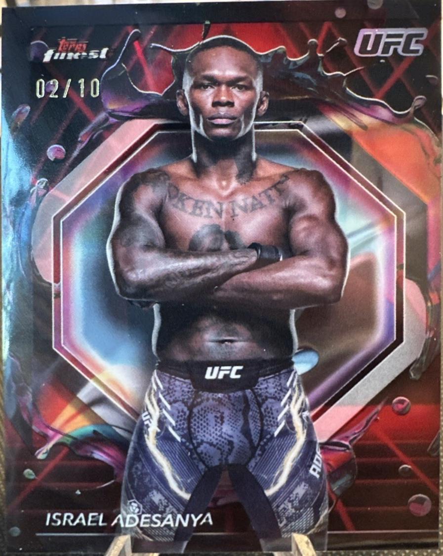 Israel Adesanya 2024 Topps Finest UFC Base Rare #206 Red Black Vapor Refractor