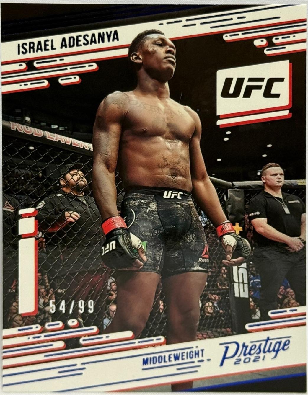 Israel Adesanya 2021 Panini Chronicles UFC Base Prestige #71 Blue