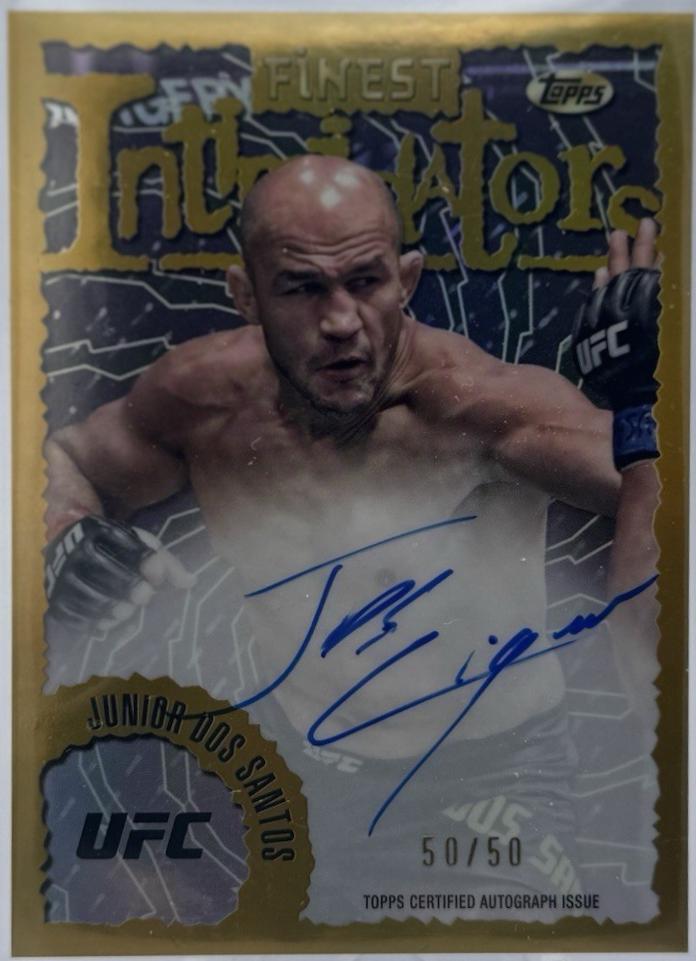 Junior Dos Santos 2024 Topps Finest UFC Intimidators Autographs #IA-JDS Gold Refractor