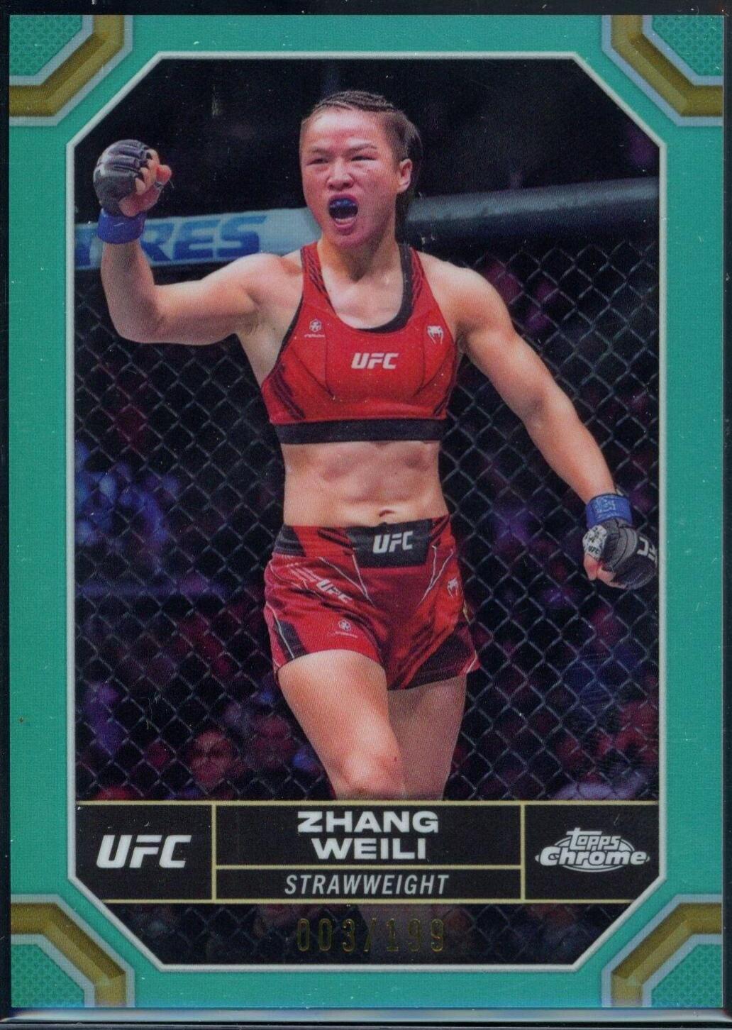 Zhang Weili 2024 Topps Chrome UFC Base #200 Aqua Refractor