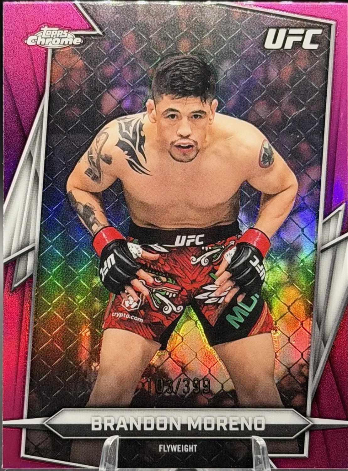 Brandon Moreno 2026 Topps Chrome UFC Base #162 Pink Refractor