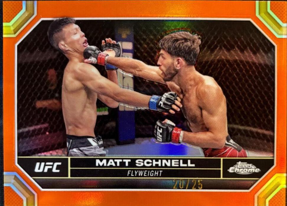 Matt Schnell 2024 Topps Chrome UFC Base #129 Orange Refractor