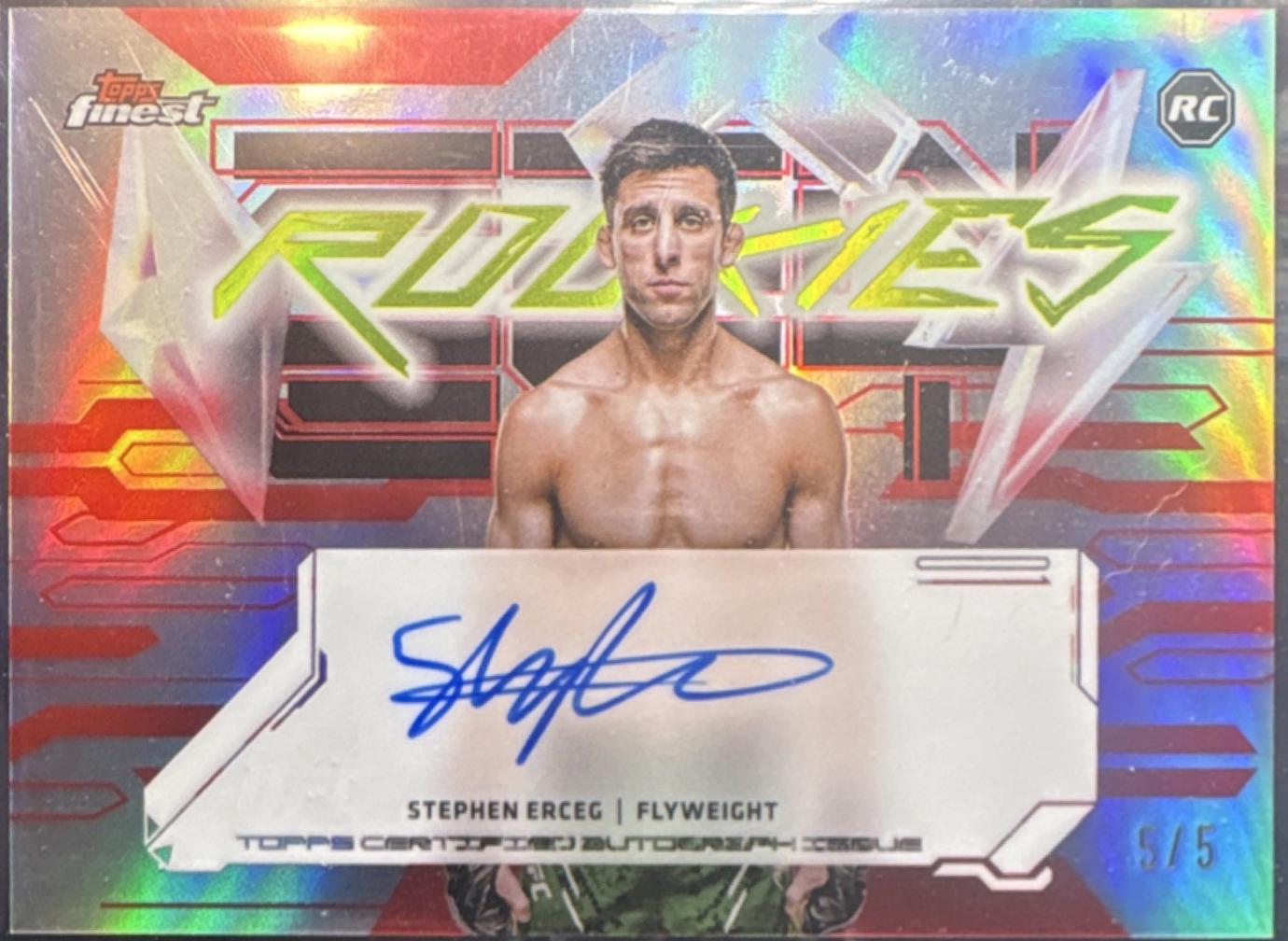 Stephen Erceg 2025 Topps Finest UFC Finest Rookie Autographs #FRA-SE Red Refractor
