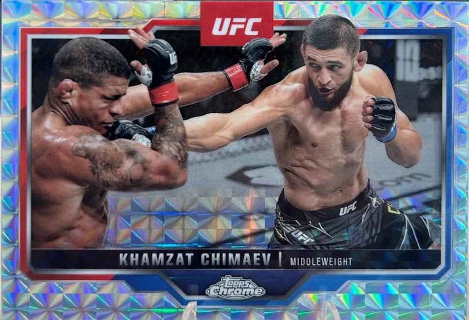 Khamzat Chimaev 2025 Topps Chrome UFC Base #102 Geometric Refractor