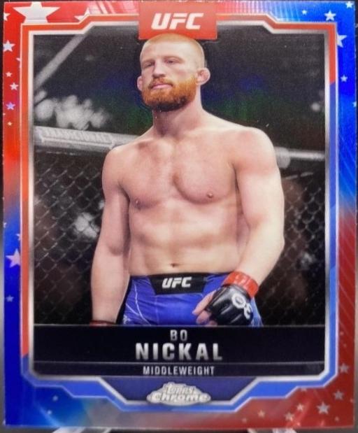 Bo Nickal 2025 Topps Chrome UFC Base #76 Red & Blue Refractor