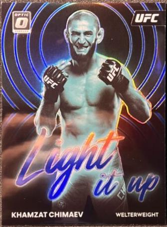 Khamzat Chimaev 2023 Panini Donruss Optic UFC Light It Up #22 Blue