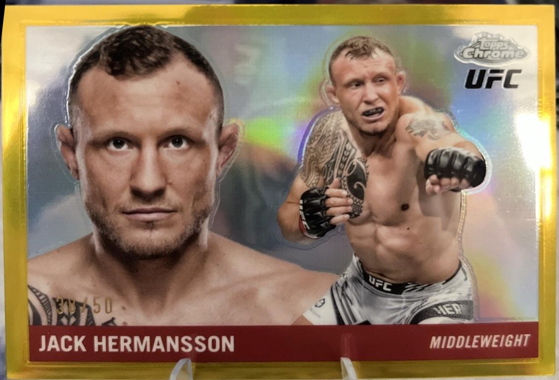 Jack Hermansson 2025 Topps Chrome UFC 1955 Topps #55T-7 Gold Refractor
