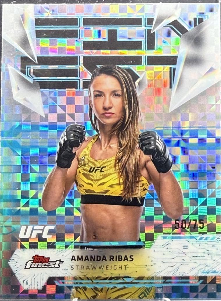 Amanda Ribas 2025 Topps Finest UFC Base Uncommon #154 Blue Checkerboard Refractor