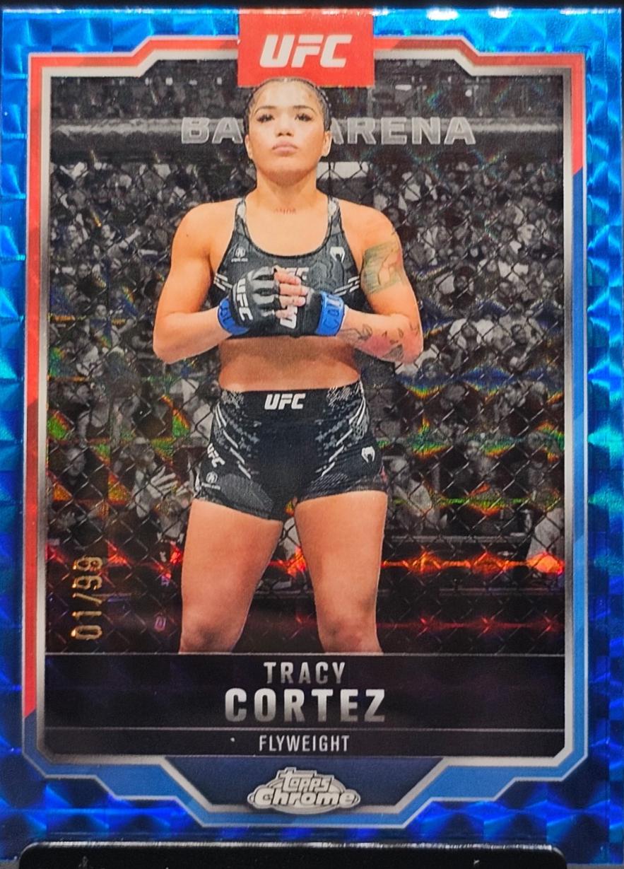 Tracy Cortez 2025 Topps Chrome UFC Base #134 Blue Geometric Refractor