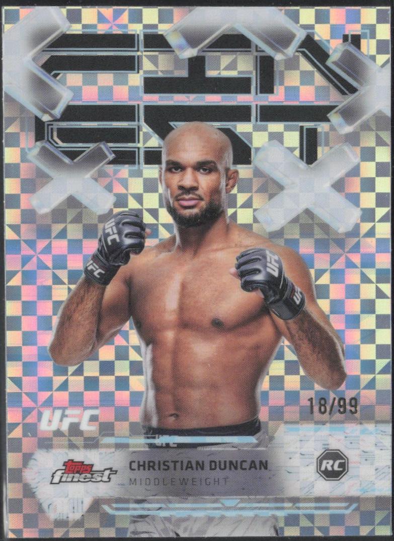 Christian Duncan 2025 Topps Finest UFC Base Common #67 Blue Checkerboard Refractor