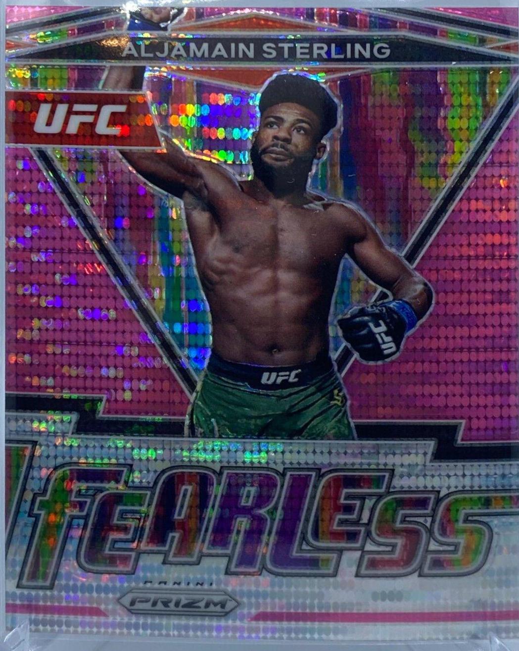 Aljamain Sterling 2022 Panini Prizm UFC Fearless #12 Pink Pulsar