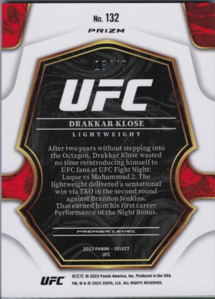 Drakkar Klose 2023 Panini Select UFC Premier Level #132 Blue Disco