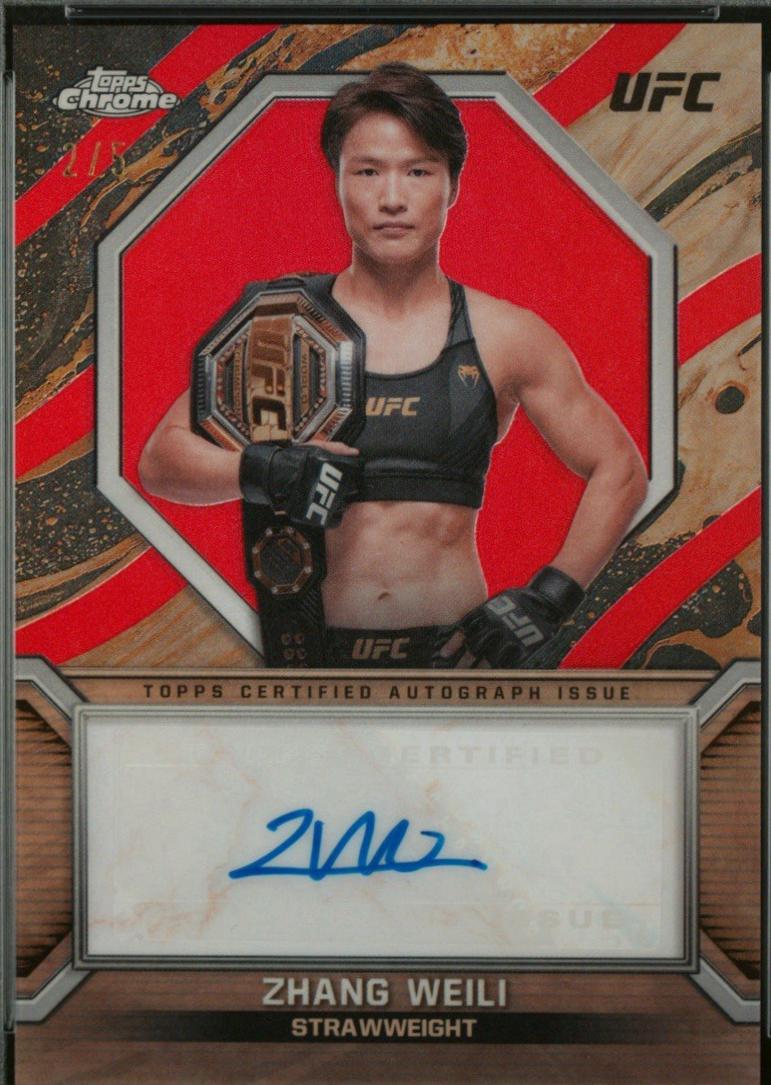 Zhang Weili 2024 Topps Chrome UFC Marks of Champions #MOC-ZWE Red Refractor