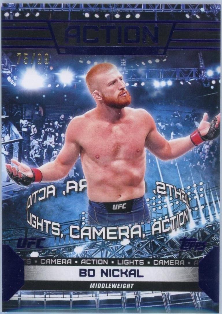 Bo Nickal 2024 Topps Knockout UFC Action (Lights, Camera, Action) #ACT-5 Purple