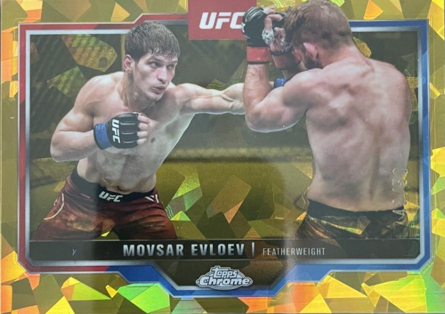 Movsar Evloev 2025 Topps Chrome Sapphire UFC Base Sapphire #10 Gold Sapphire