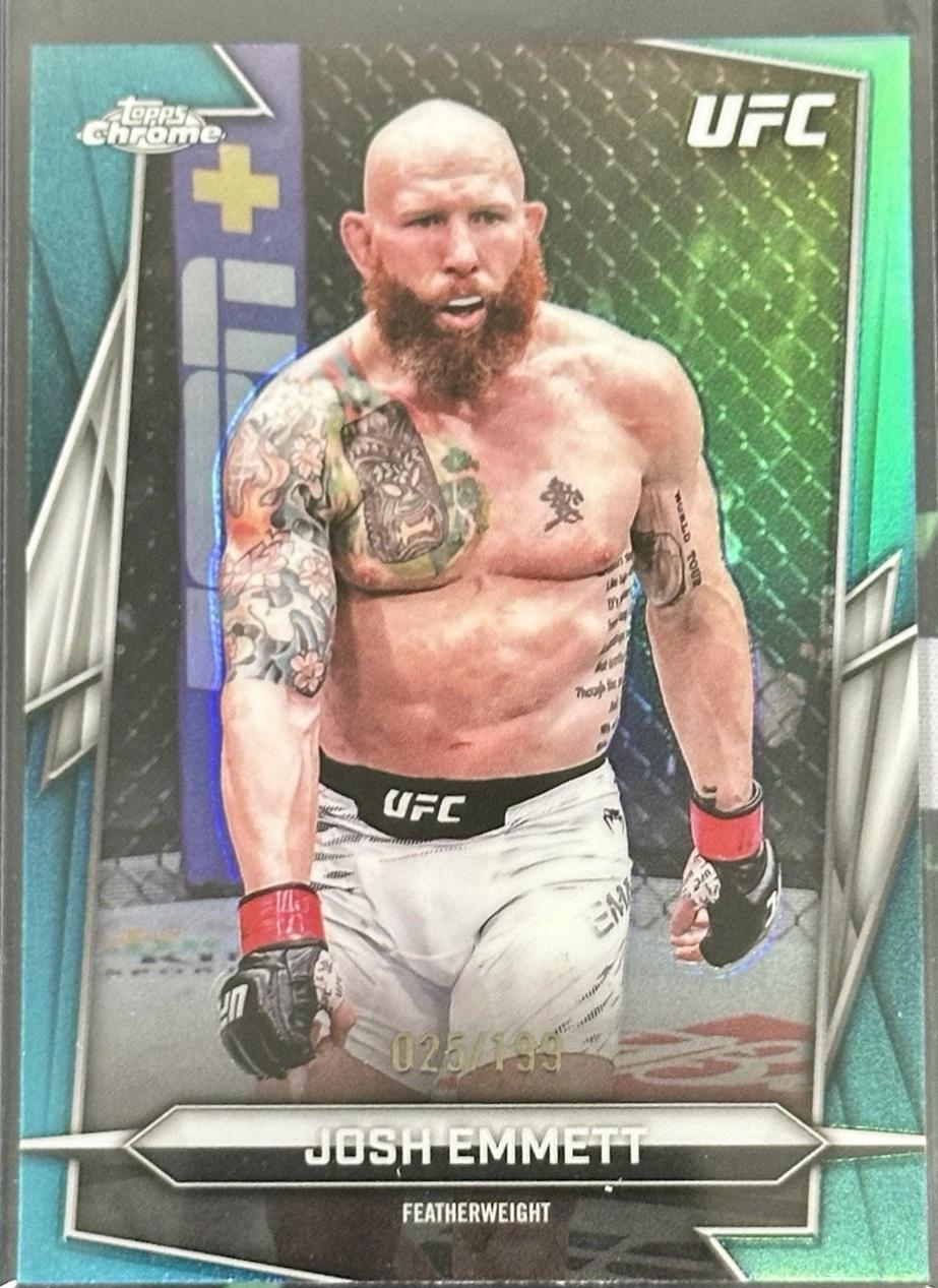 Josh Emmett 2026 Topps Chrome UFC Base #141 Aqua Refractor