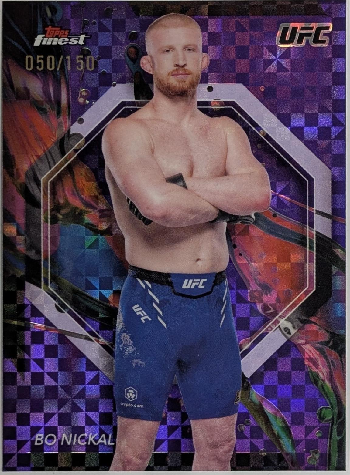 Bo Nickal 2024 Topps Finest UFC Base Common #95 Purple Checkerboard Refractor