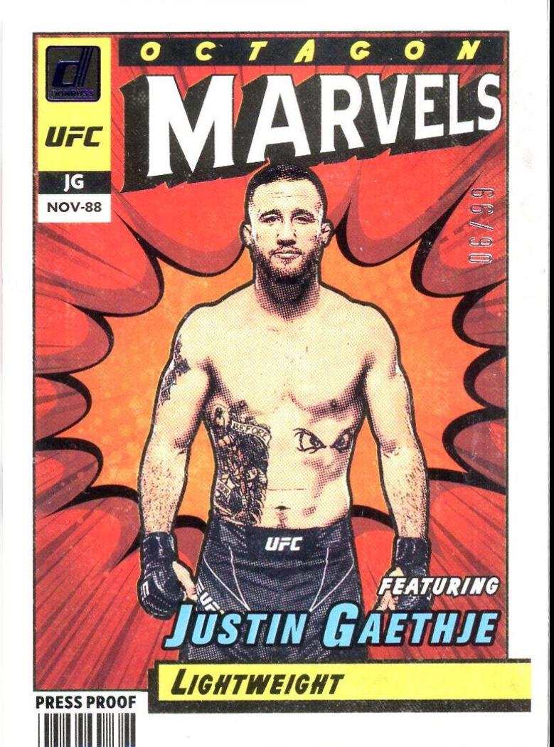 Justin Gaethje 2022 Panini Donruss UFC Base #62 Purple Laser