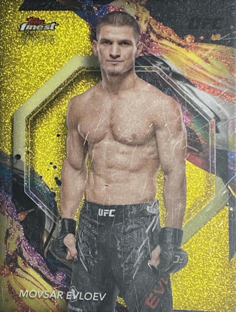 Movsar Evloev 2024 Topps Finest UFC Base Uncommon #174 Yellow Glitter Refractor