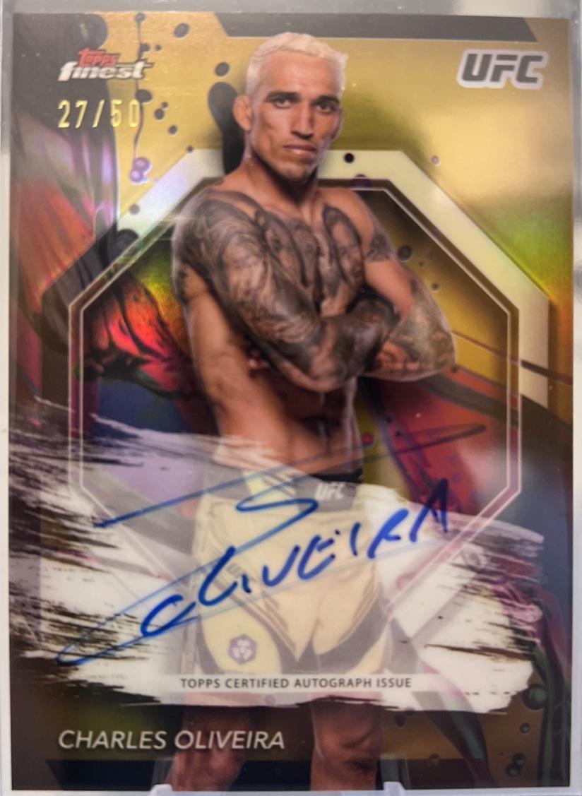 Charles Oliveira 2024 Topps Finest UFC Finest Autographs #FA-CSO Gold Refractor