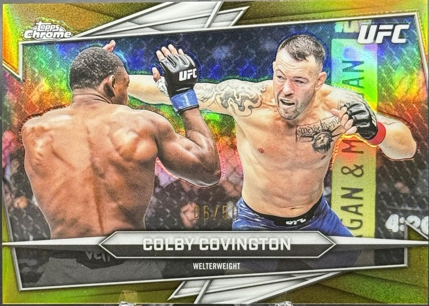 Colby Covington 2026 Topps Chrome UFC Base #91 Gold Refractor