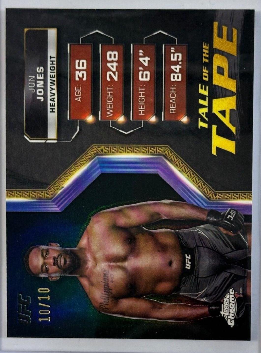 Jon Jones 2024 Topps Chrome UFC Tale of the Tape #TFT-23 Black Refractor