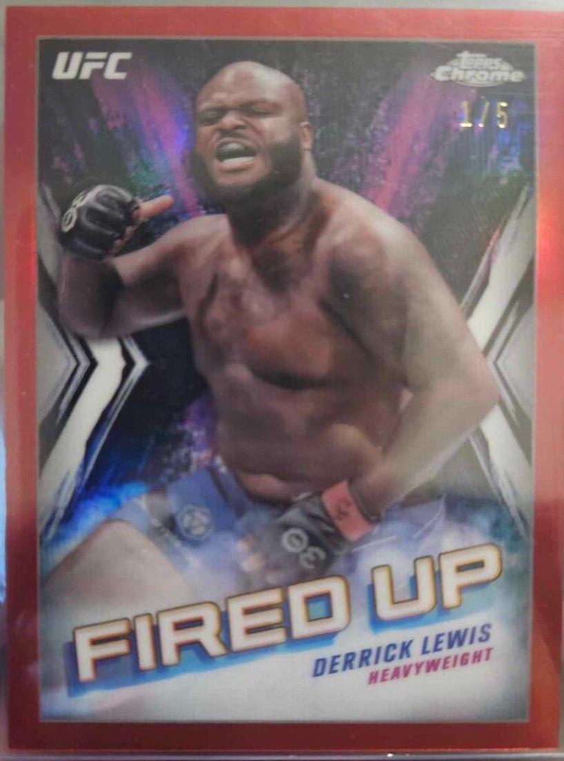 Derrick Lewis 2024 Topps Chrome UFC Fired Up #FDP-8 Red Refractor