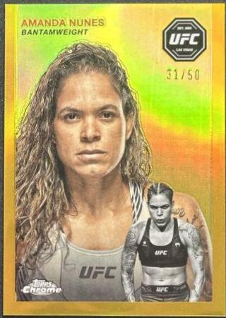 Amanda Nunes 2024 Topps Chrome UFC 1954 Topps #FFT-20 Gold Refractor