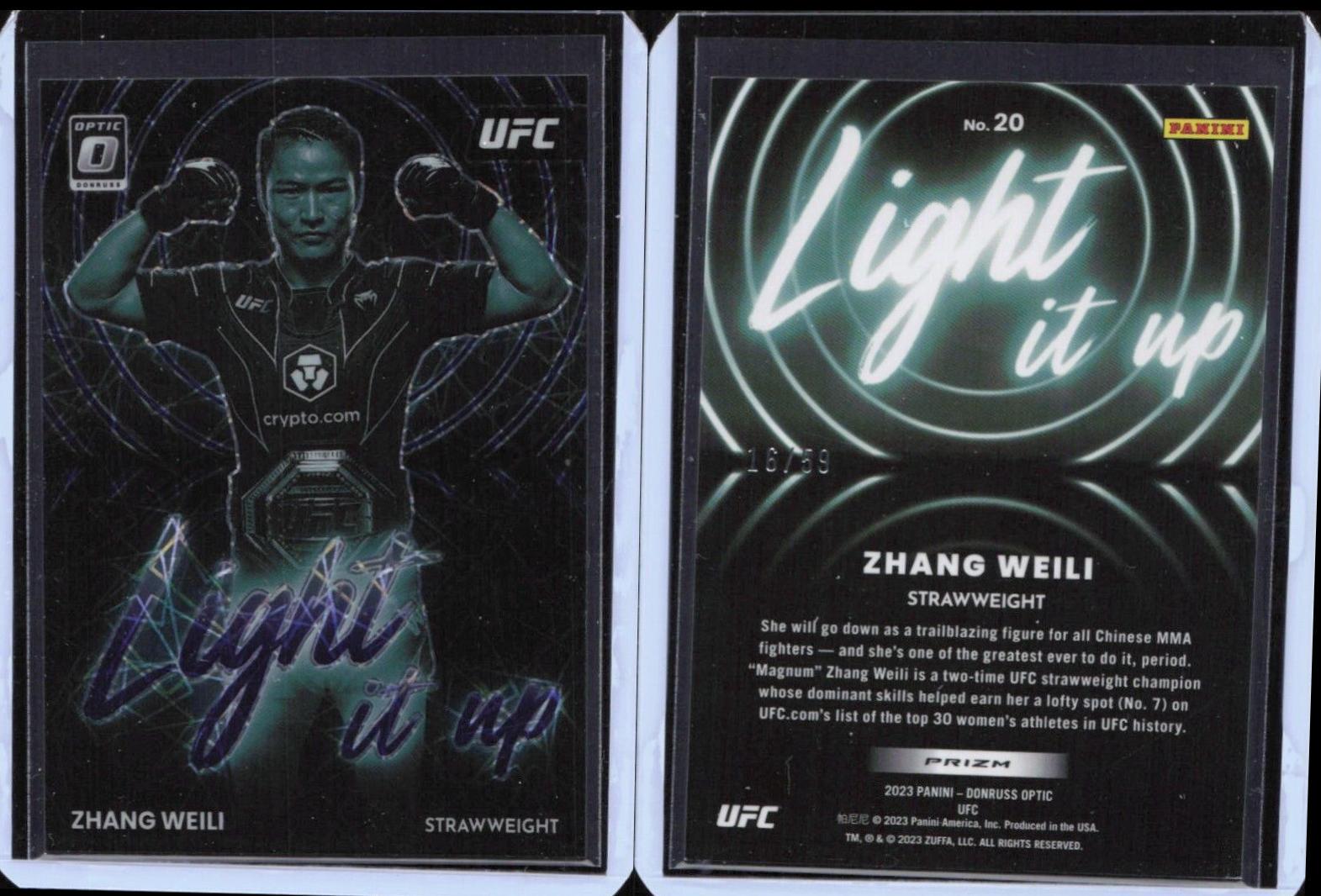 Zhang Weili 2023 Panini Donruss Optic UFC Light It Up #20 Purple Velocity