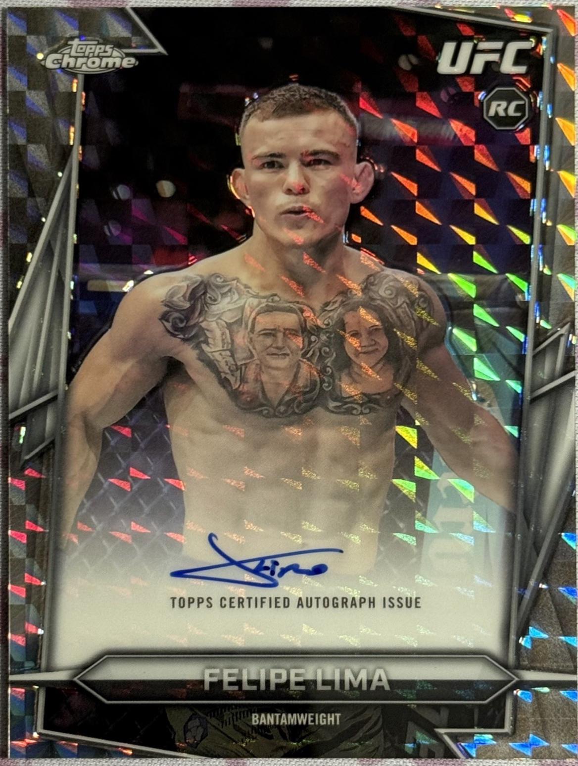 Felipe Lima 2026 Topps Chrome UFC Base Autographs #BAV-FL Geometric Refractor