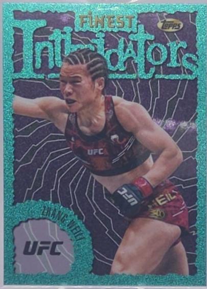 Zhang Weili 2024 Topps Finest UFC Intimidators #INT-27 Aqua Glitter Refractor
