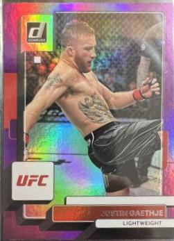Justin Gaethje 2023 Panini Donruss UFC Base #94 Purple Laser